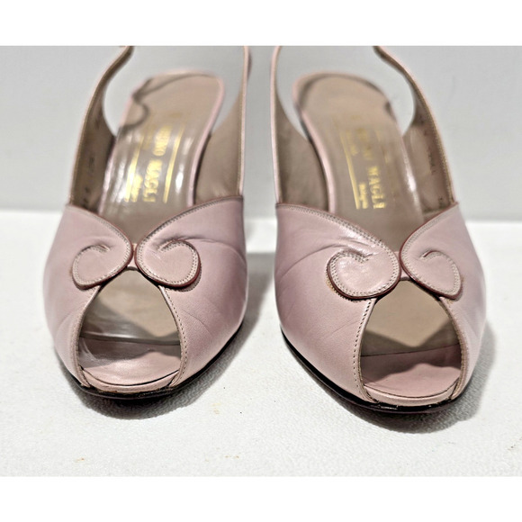 Bruno Magli Italian Leather Slingback Heels Open Toe Light Mauve Sz 9 AA - Picture 3 of 11